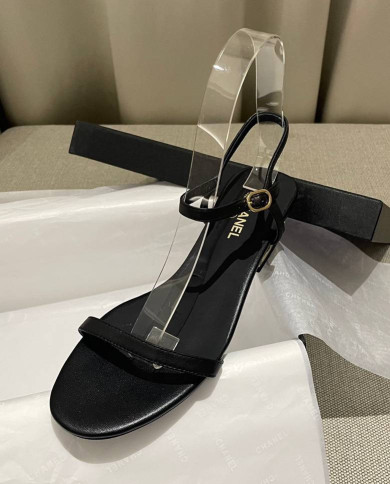 Chanel Women's Open Toe Block Heel Sandals