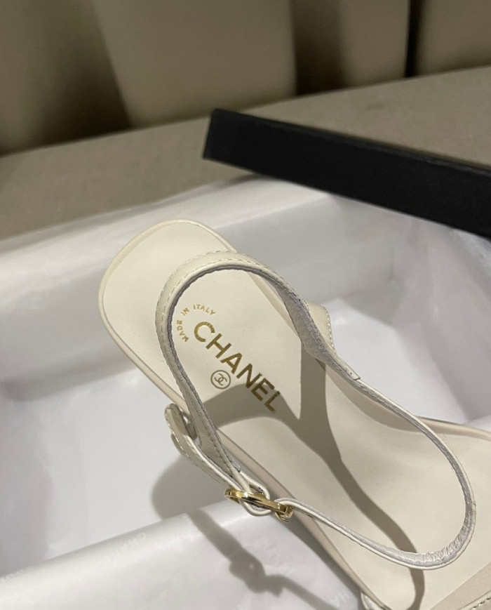 Chanel Women's Open Toe Block Heel Sandals