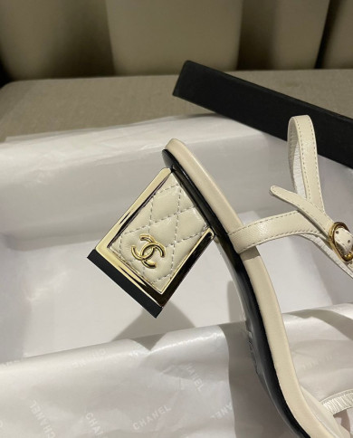 Chanel Women's Open Toe Block Heel Sandals