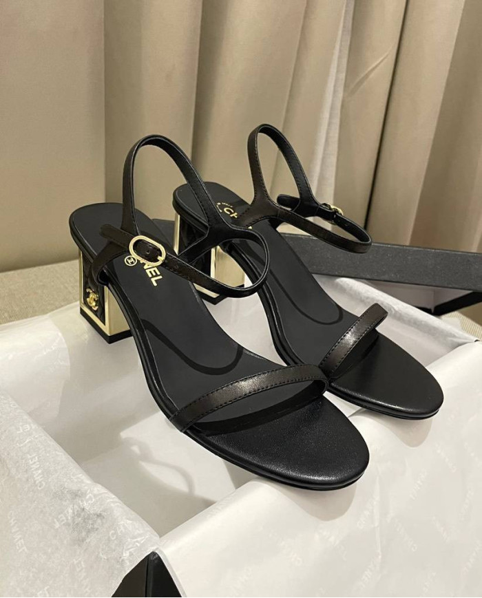 Chanel Women's Open Toe Block Heel Sandals