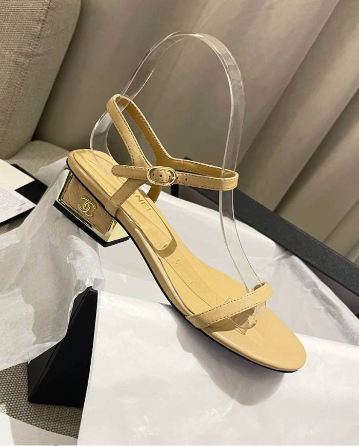 Chanel Women's Open Toe Block Heel Sandals