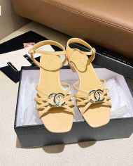 Chanel Women's Criss Cross Strap Square Toe Sandals