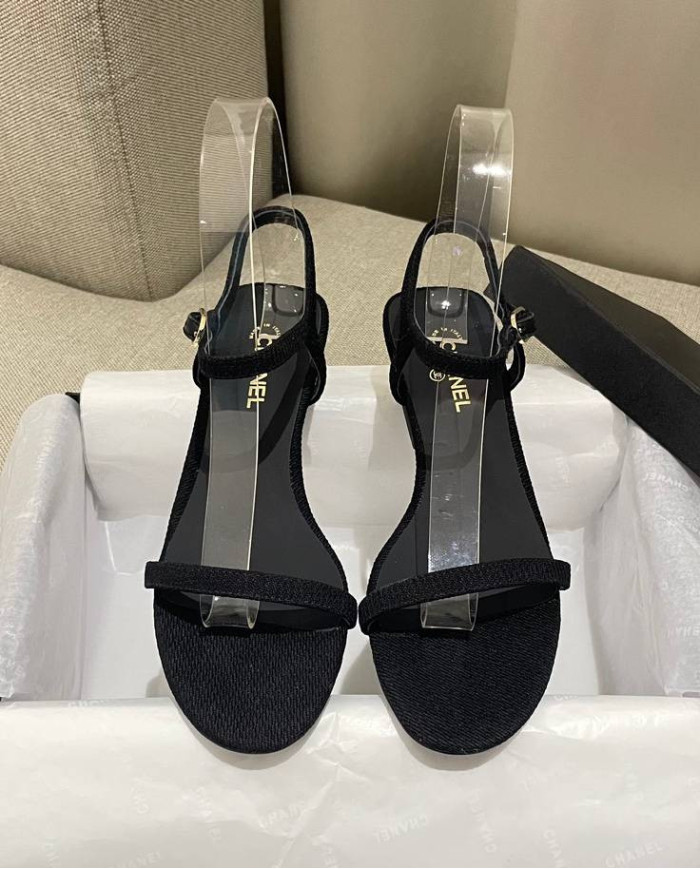 Chanel Women's Open Toe Block Heel Sandals