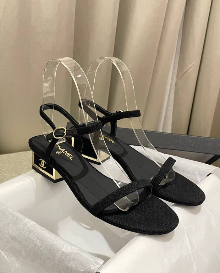 Chanel Women's Open Toe Block Heel Sandals