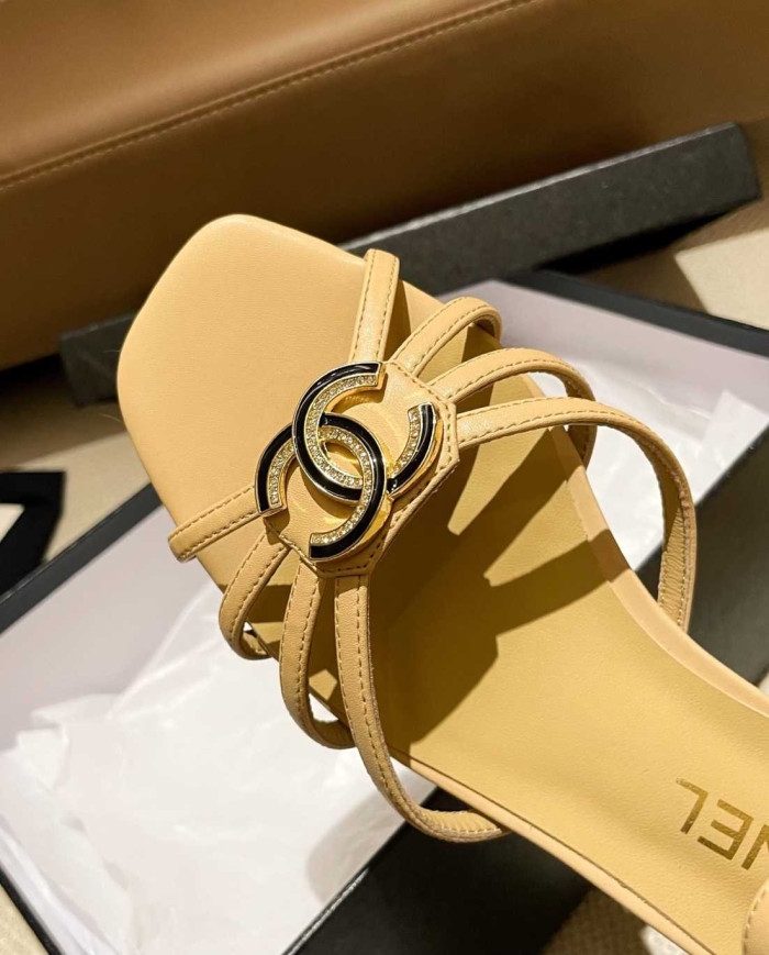 Chanel Women's Criss Cross Strap Square Toe Sandals