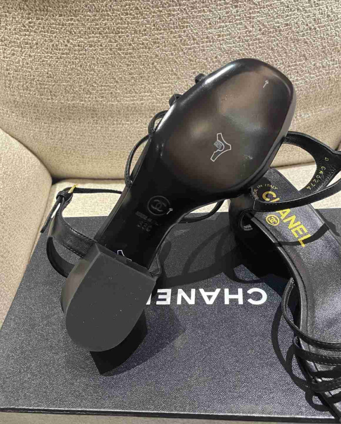 Chanel Women's Criss Cross Strap Square Toe Sandals