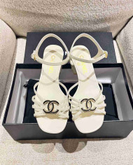Chanel Women's Criss Cross Strap Square Toe Sandals