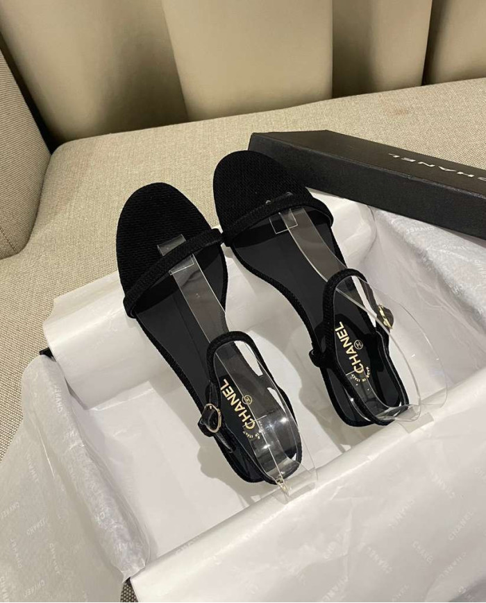 Chanel Women's Open Toe Block Heel Sandals