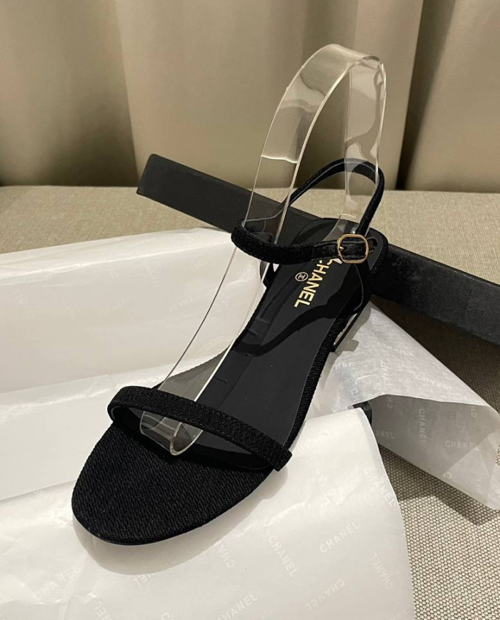 Chanel Women's Open Toe Block Heel Sandals