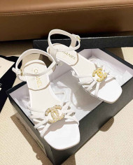 Chanel Women's Criss Cross Strap Square Toe Sandals