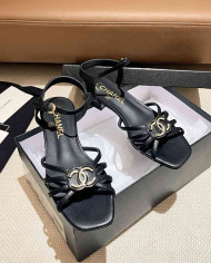 Chanel Women's Criss Cross Strap Square Toe Sandals