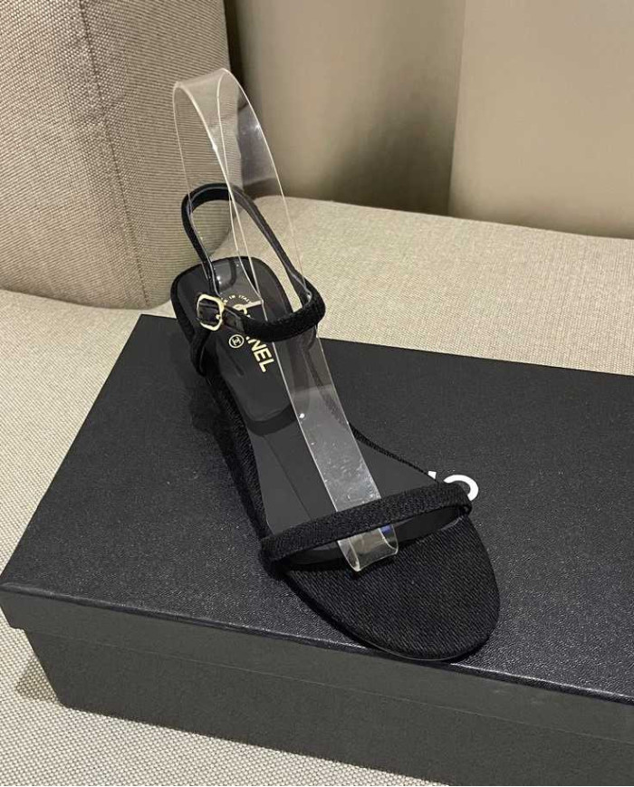 Chanel Women's Open Toe Block Heel Sandals