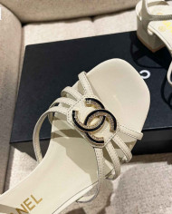 Chanel Women's Criss Cross Strap Square Toe Sandals