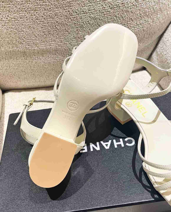 Chanel Women's Criss Cross Strap Square Toe Sandals