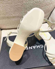 Chanel Women's Criss Cross Strap Square Toe Sandals