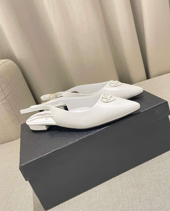 Chanel Women's Pointed Toe Flat Slingback Shoes