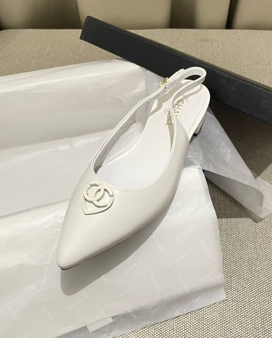 Chanel Women's Pointed Toe Flat Slingback Shoes