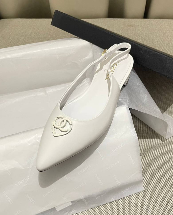 Chanel Women's Pointed Toe Flat Slingback Shoes