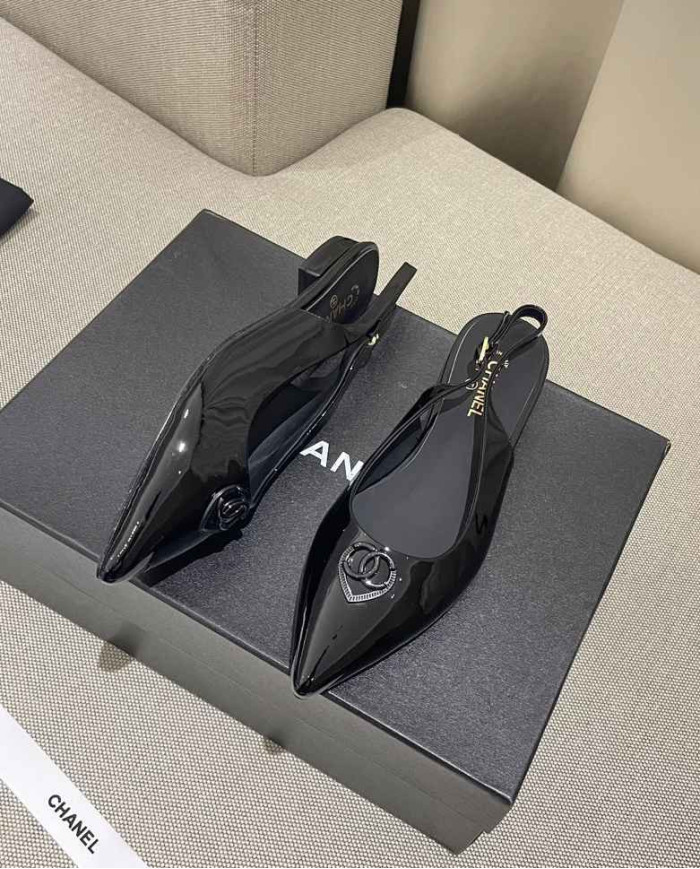 Chanel Women's Pointed Toe Flat Slingback Shoes