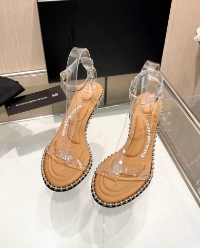 Alexander Wang Women's Transparent Beaded Stiletto Heel Sandals