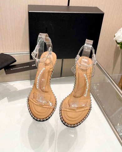 Alexander Wang Women's Transparent Beaded Stiletto Heel Sandals