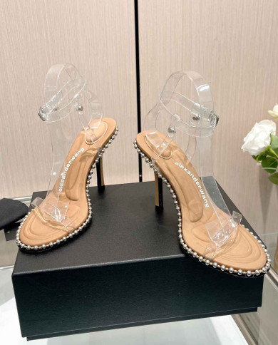Alexander Wang Women's Transparent Beaded Stiletto Heel Sandals
