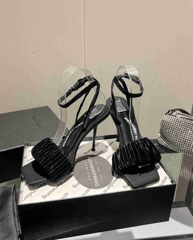 Alexander Wang Women's Ruched Square Toe Stiletto Heel Sandals