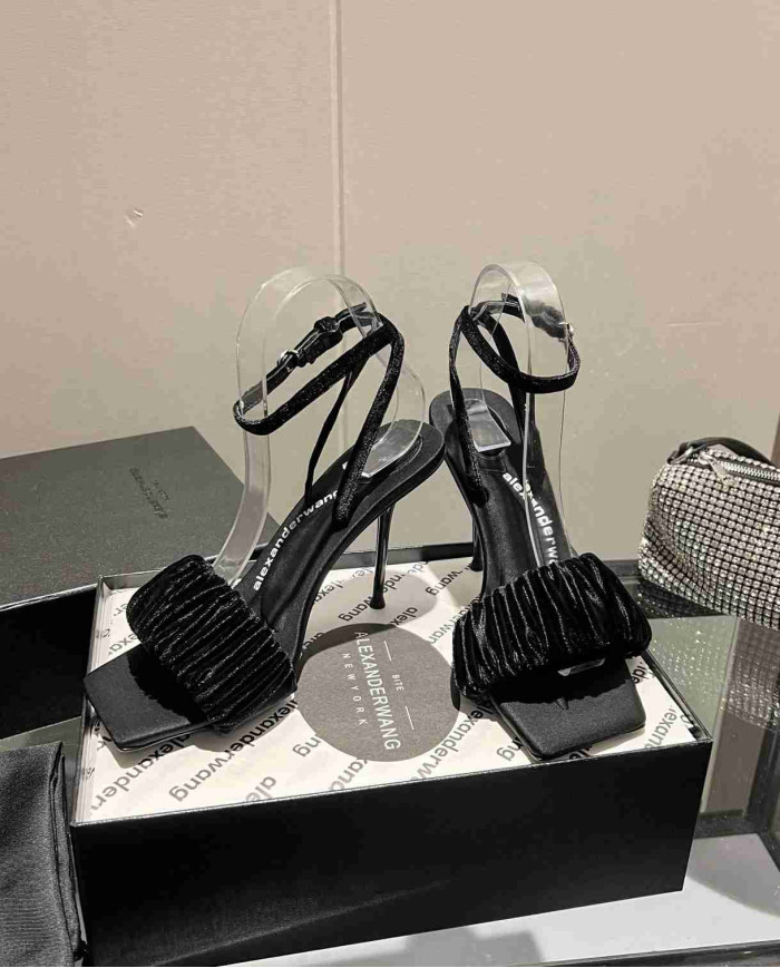 Alexander Wang Women's Ruched Square Toe Stiletto Heel Sandals