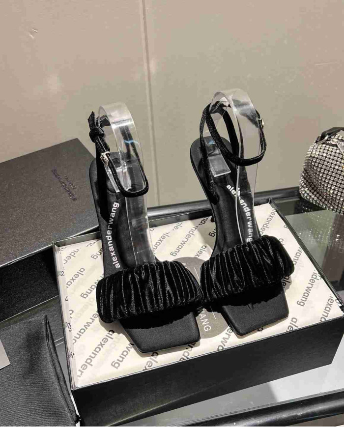 Alexander Wang Women's Ruched Square Toe Stiletto Heel Sandals
