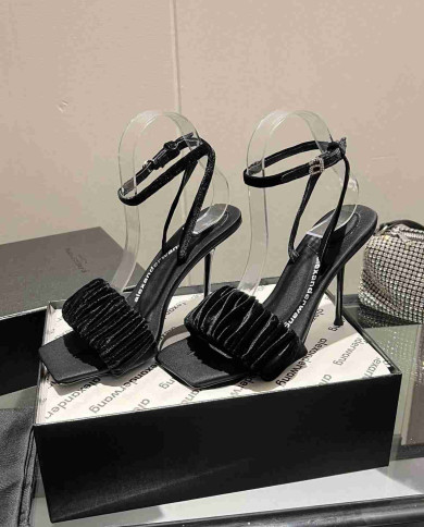 Alexander Wang Women's Ruched Square Toe Stiletto Heel Sandals