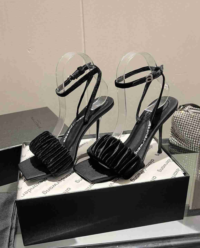 Alexander Wang Women's Ruched Square Toe Stiletto Heel Sandals