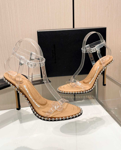 Alexander Wang Women's Transparent Beaded Stiletto Heel Sandals