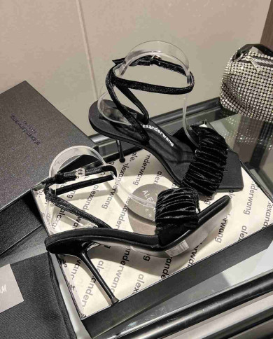 Alexander Wang Women's Ruched Square Toe Stiletto Heel Sandals