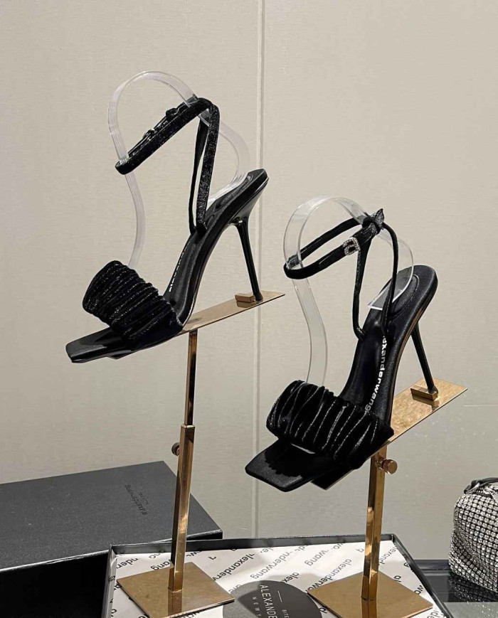Alexander Wang Women's Ruched Square Toe Stiletto Heel Sandals