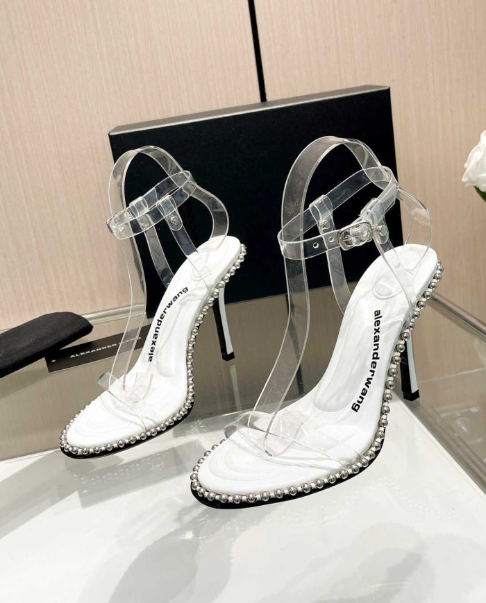 Alexander Wang Women's Transparent Beaded Stiletto Heel Sandals