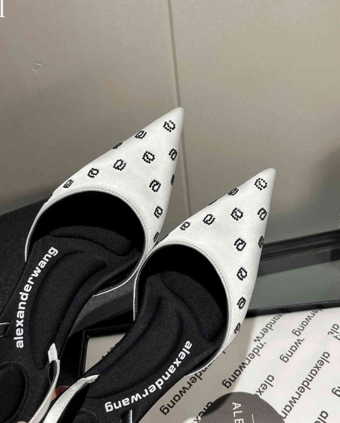 Alexander Wang Logo Slingback Pointed Toe Kitten Heels