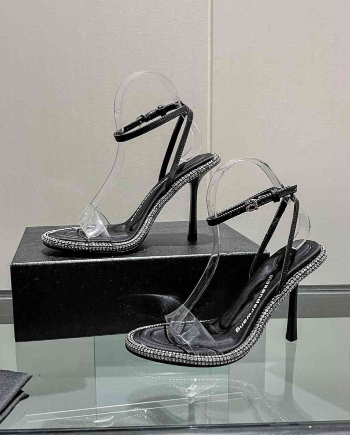 Alexander Wang Crystal Embellished Clear Strap High Heel Sandals