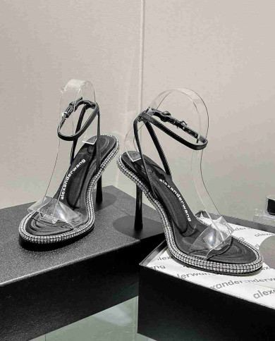 Alexander Wang Crystal Embellished Clear Strap High Heel Sandals