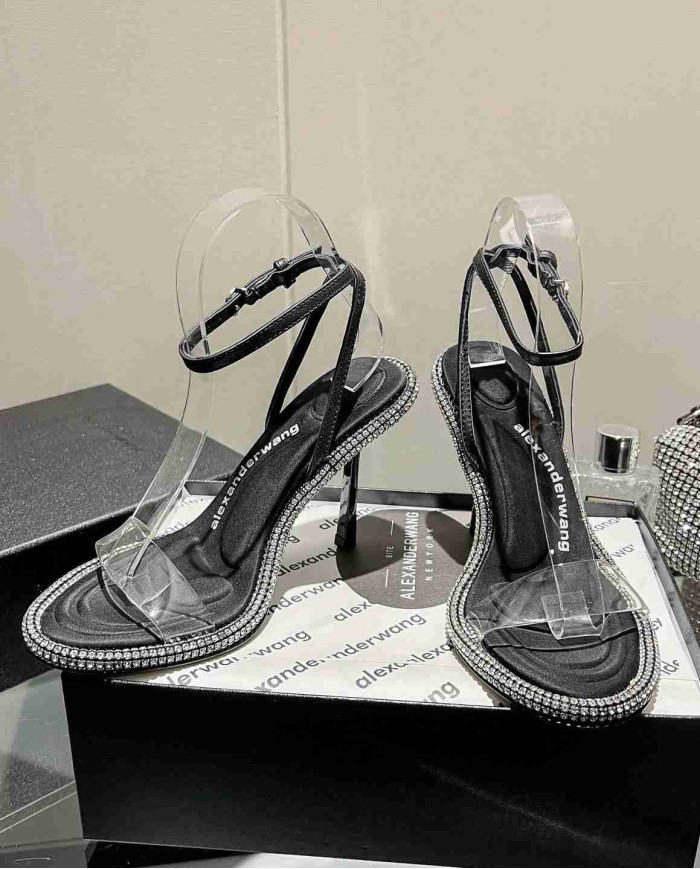 Alexander Wang Crystal Embellished Clear Strap High Heel Sandals