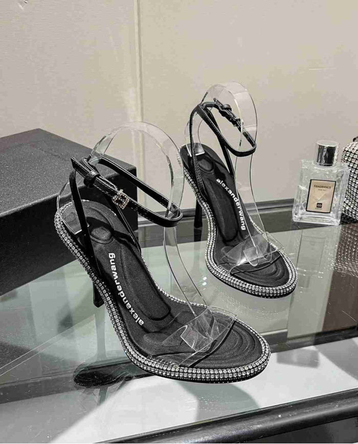 Alexander Wang Crystal Embellished Clear Strap High Heel Sandals