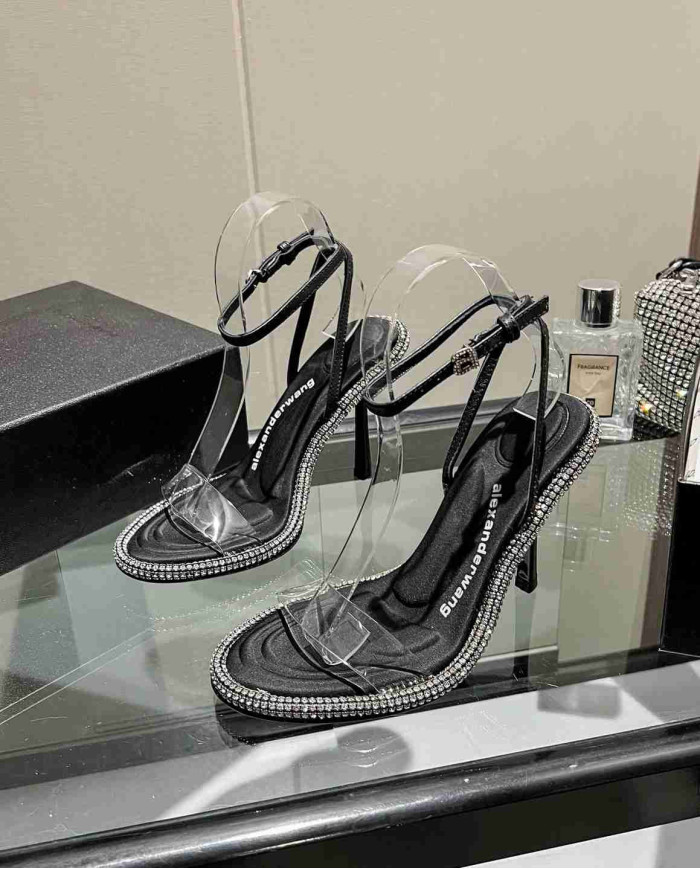 Alexander Wang Crystal Embellished Clear Strap High Heel Sandals
