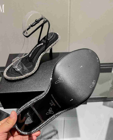 Alexander Wang Crystal Embellished Clear Strap High Heel Sandals