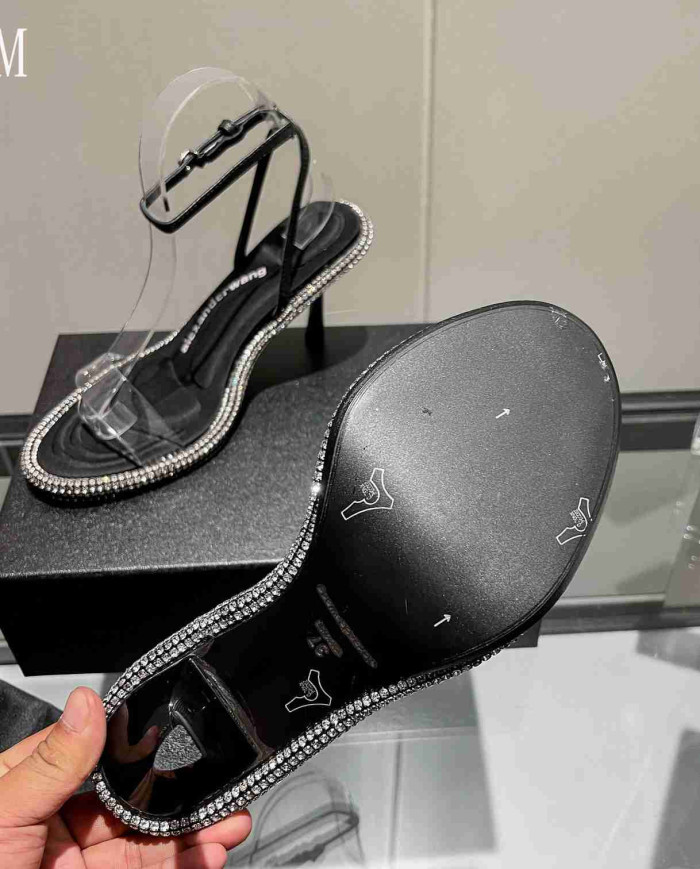 Alexander Wang Crystal Embellished Clear Strap High Heel Sandals