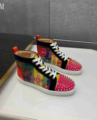 Christian Louboutin Colorblock Spike High Top Sneakers