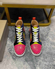 Christian Louboutin Colorblock Spike High Top Sneakers