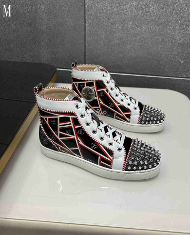 Christian Louboutin Patterned Spike High Top Sneakers