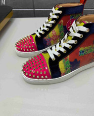Christian Louboutin Colorblock Spike High Top Sneakers