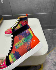 Christian Louboutin Colorblock Spike High Top Sneakers