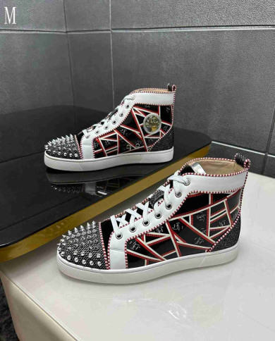 Christian Louboutin Patterned Spike High Top Sneakers