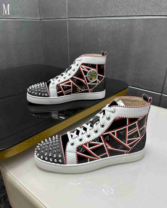 Christian Louboutin Patterned Spike High Top Sneakers